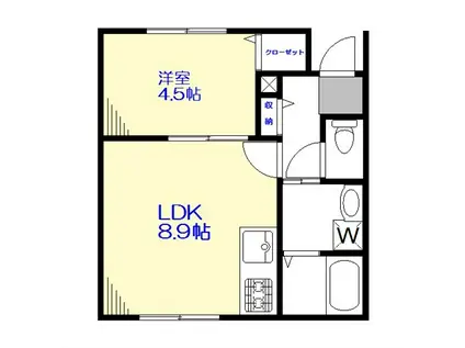 LE COEUR都立大学B棟(1DK/1階)の間取り写真