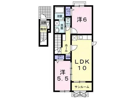 フォー シーズン(2LDK/2階)の間取り写真