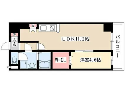 フォレシティ新栄(1LDK/6階)の間取り写真