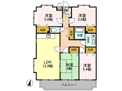 パストラルピア(4LDK/1階)の間取り写真
