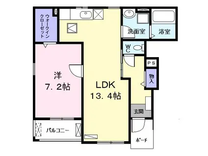 ピース・カーサ(1LDK/1階)の間取り写真