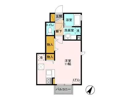 フォーゲルテラス ブラウ II(ワンルーム/1階)の間取り写真