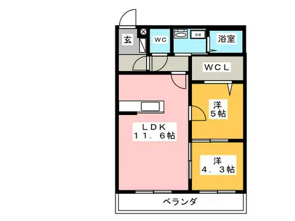 ベーシックマンションIII(2LDK/3階)の間取り写真