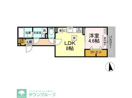 D-ROOM GRASS 中町(1LDK/1階)の間取り写真