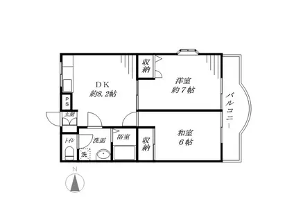 ラ・セゾンソレイユ(2DK/3階)の間取り写真