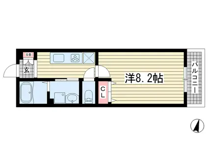 オリエントシティ神戸北野(1K/1階)の間取り写真