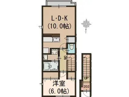 ル シエル(1LDK/2階)の間取り写真