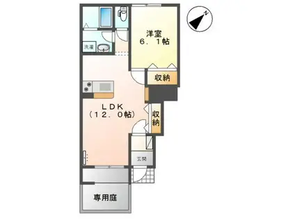 DIMOA HOUSE K(1LDK/1階)の間取り写真