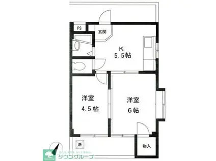 ノーブルハイツ(2K/3階)の間取り写真