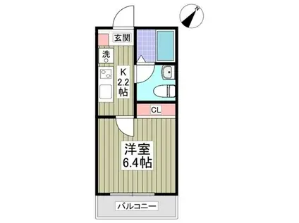 アキノワール(1K/3階)の間取り写真