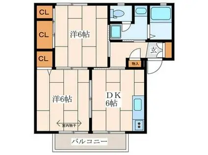 ヴェルドミール(2DK/1階)の間取り写真