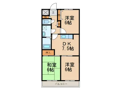 ＪＲ和歌山線 紀伊小倉駅 徒歩42分 3階建 築25年(3DK/1階)の間取り写真