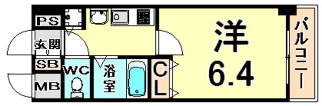 プレサンス淀リーヴァ(1K/2階)の間取り写真