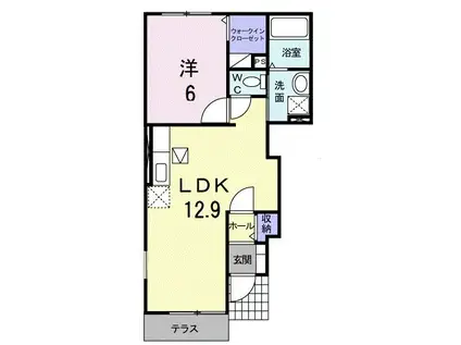 リヴェール・ヴィラ(1LDK/1階)の間取り写真