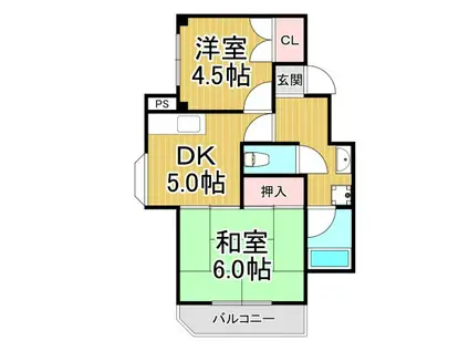 ハイツ有岡(1DK/2階)の間取り写真