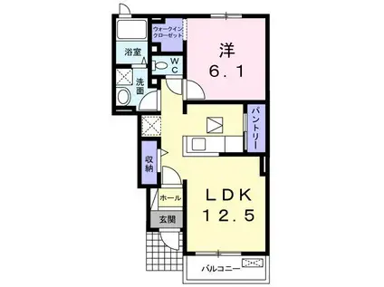 メルヴェーユK(1LDK/1階)の間取り写真