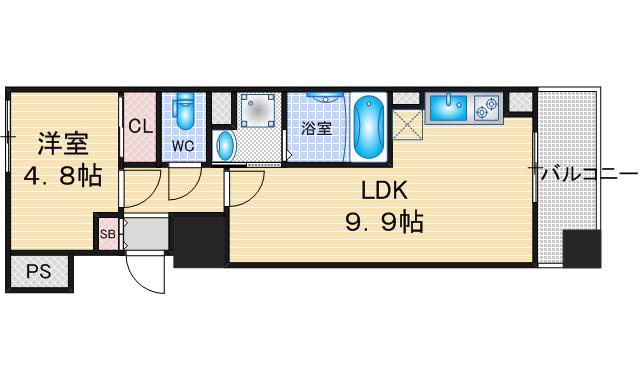 デュオフラッツ今池フレナ(1LDK/4階)の間取り写真