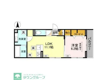 NOCTURNE(1LDK/1階)の間取り写真