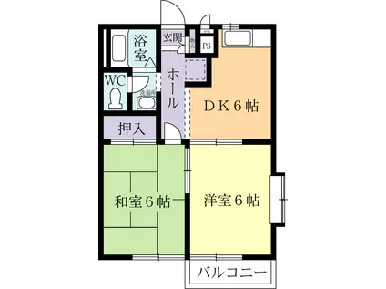 エステートピアK(2DK/2階)の間取り写真