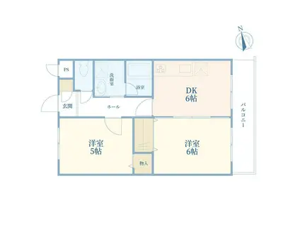 フォーレ富士見ヶ丘(2DK/2階)の間取り写真