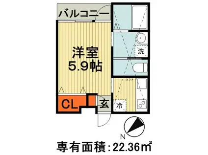 フォレリア(1K/2階)の間取り写真