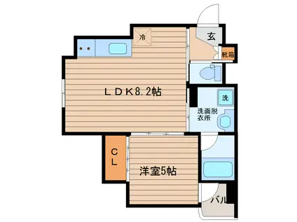 フェリシダ五橋(1LDK/3階)の間取り写真