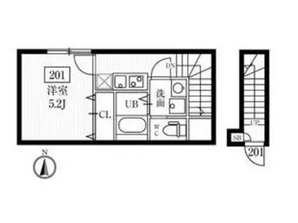 ミハス荻窪(1K/2階)の間取り写真
