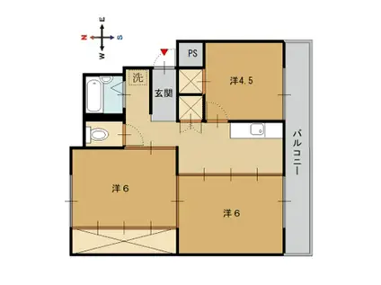 ヴィラナリー舞鶴(3K/4階)の間取り写真