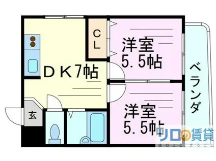 サンサーラ新大阪(2DK/2階)の間取り写真