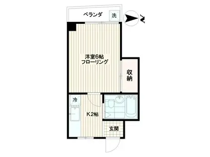 エスポアール大和(1K/2階)の間取り写真