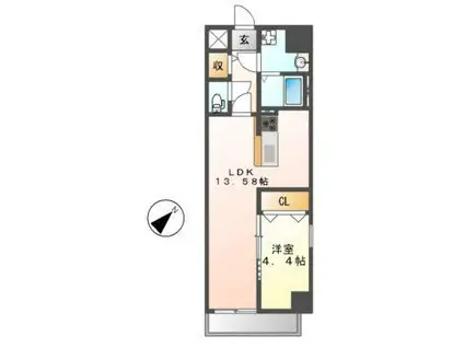 PRIMAL千種STELO(1LDK/15階)の間取り写真