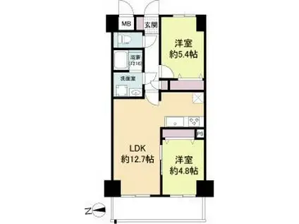 グリュックメゾンF豊中XV(2LDK/7階)の間取り写真