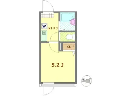 リブ南花畑3丁目(1K/2階)の間取り写真