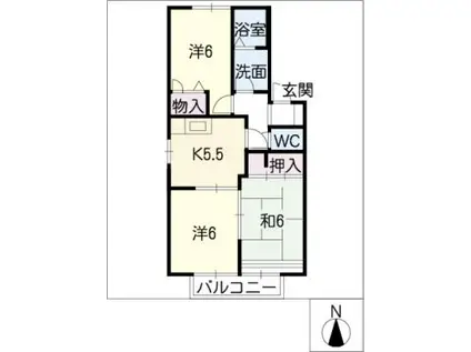ハナミズキ安田1(3K/1階)の間取り写真
