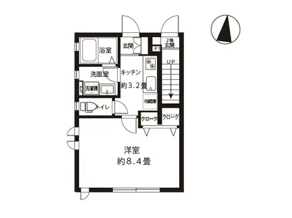 ウエストガーデン(1K/1階)の間取り写真