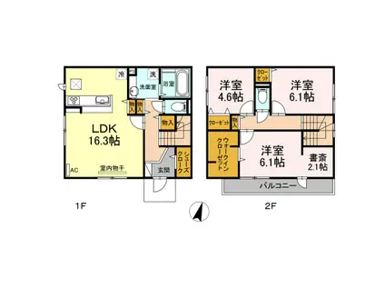 Dハウス西高宮(3LDK/1階)の間取り写真