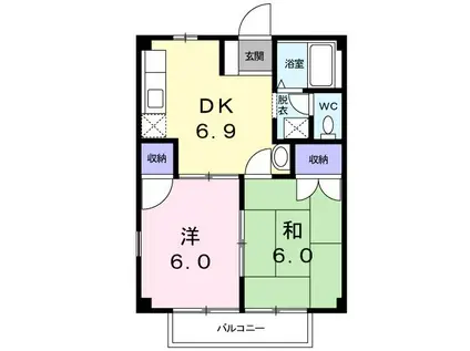 NOBLE M(2DK/1階)の間取り写真