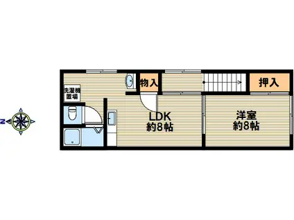 ハイツ川口(1LDK/2階)の間取り写真