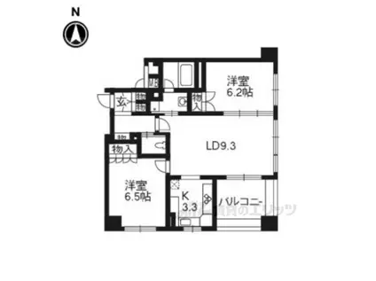 リーガル京都二条城東(2LDK/2階)の間取り写真