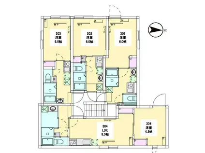 ラペ三鷹(1LDK/3階)の間取り写真