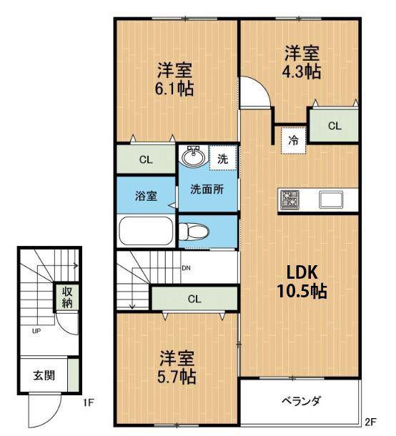 ストーリア小山II(3LDK/2階)の間取り写真