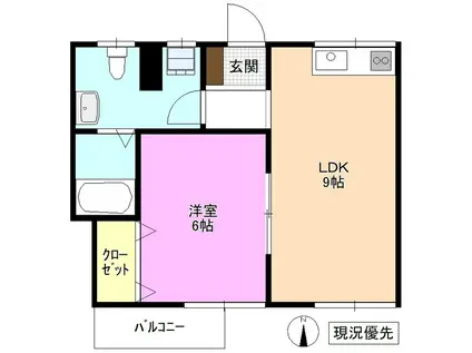 イースト(1LDK/2階)の間取り写真