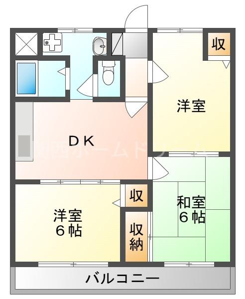 エステートピア小林(3DK/3階)の間取り写真