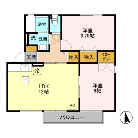セジュールわかば A棟(2LDK/1階)の間取り写真