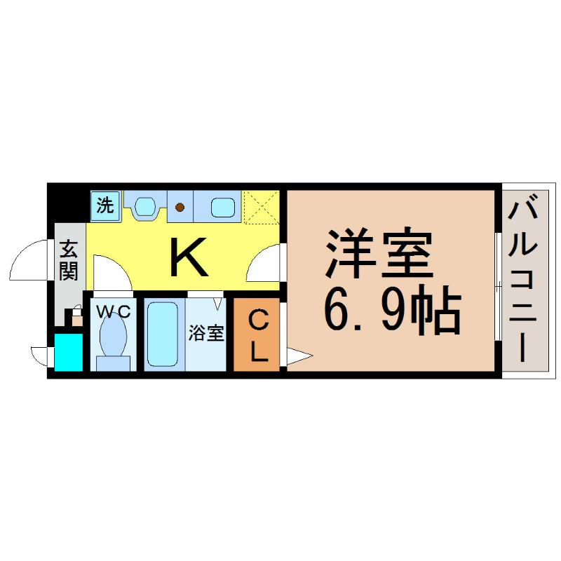PRIMA(1K/1階)の間取り写真