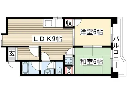 レジデンス・オーミ(2LDK/4階)の間取り写真