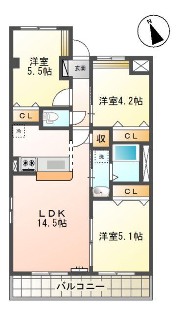ピュアリー(3LDK/2階)の間取り写真
