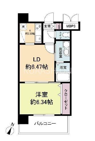 レジディア天神(1LDK/9階)の間取り写真