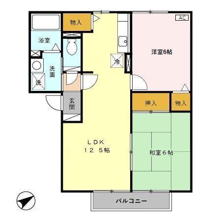 モンテ ボヌール(2LDK/2階)の間取り写真