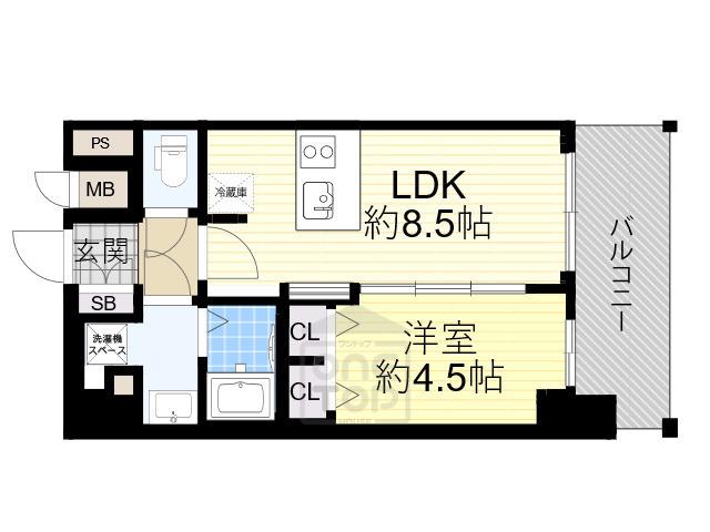 プレサンス新大阪ザシティ(1LDK/12階)の間取り写真